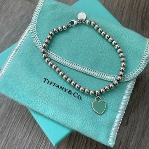 Tiffany & co Blue Heart Tag Bead Bracelet